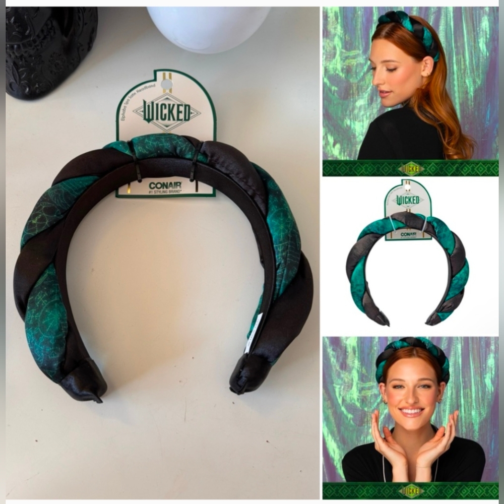 NWT WICKED Elphaba Green Satin Headband Conair